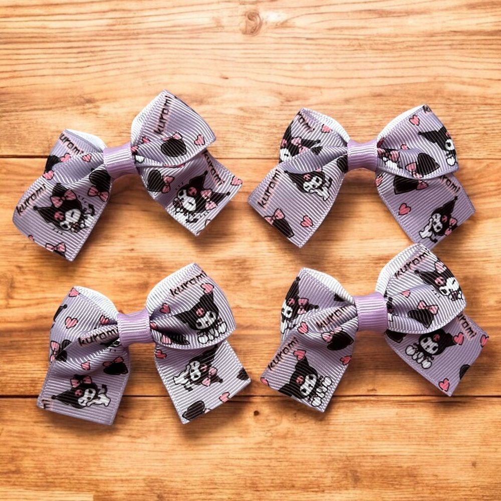 🤯5/$25🤯 Set Of 4 Purple Kuromi Hair Bows for Girls